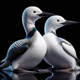 Elegant White Loon Pair by David Manlove