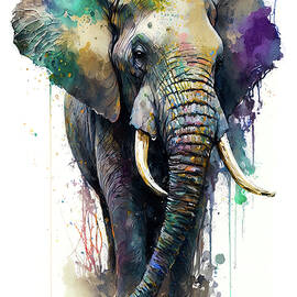 Elephant, Watercolor, 01 by AM FineArtPrints