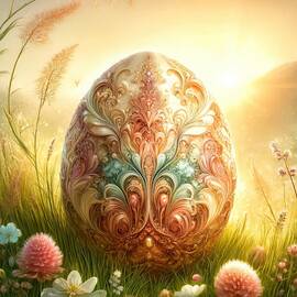 Enchanted Egg Amidst Evening Blooms by Bill And Linda Tiepelman