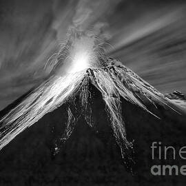 Erupting Volcano - black and white by Stefano Senise