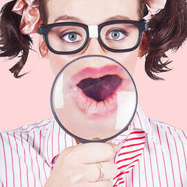 Excited Nerd Girl With A Big Idea by Jorgo Photography