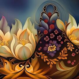 Exotic Floral Abstract by Eris And AI