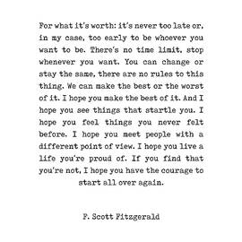 F Scott Fitzgerald Quote - For What It's Worth - Minimal, Black and White, Typewriter - Inspiring by Studio Grafiikka