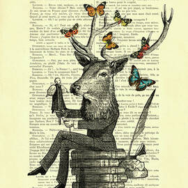 Fantasy deer with butterflies by Madame Memento