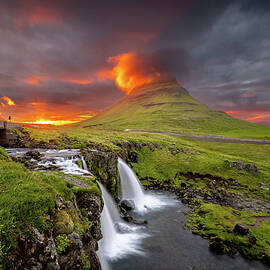 Fiery Sunset over Kirkjufell by Richard DeYoung