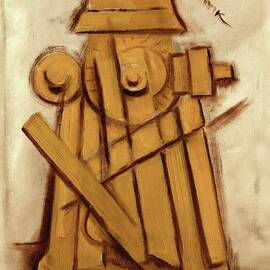 Yellow Abstract Fire Hydrant Art Print by Tommervik