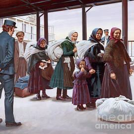 First Immigrants Arrive At Ellis Island by Ed Vebell