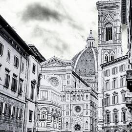 Florence Cathedral Duomo and Giotto's Campanile Facade - Black and White by Dmr Filho