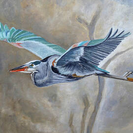 Flying Heron by Angeles M Pomata