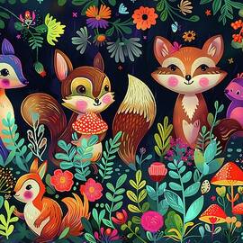 Forest_animals_in_a_whimsical_style_colorful_and_playful_No 2 by Andre Petrov