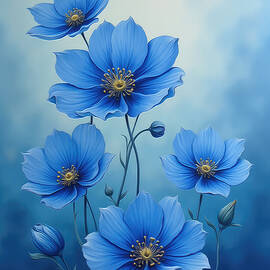 Forget-Me-Not Wall Art Floral Oil Painting by Nature Oil Painting