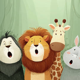Four Animal Friends Forest Adventure Green Wilderness by Thomas Klee