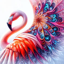 Fractal Fantasia - The Majestic Flamingo by Bill and Linda Tiepelman