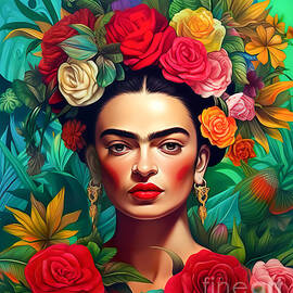 Frida Kahlo Self Portrait 24 by Mark Ashkenazi