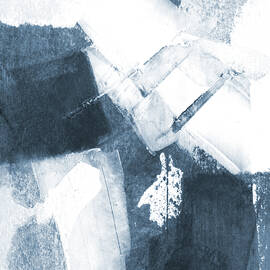 Frozen Blue and White Modern Abstract Painting by Janine Aykens