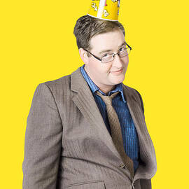 Funny man watching comedy movie by Jorgo Photography