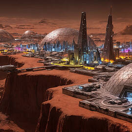 Futuristic Mars Colony Landscape by The Luxury Art Collection