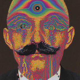 George Gurdjieff Surreal Neon Visionary Poster Vintage Abstract
