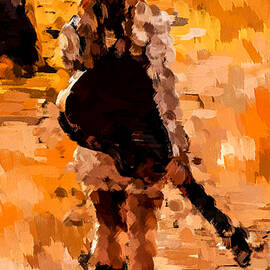 Girl walking with a guitar by Gradify Creations