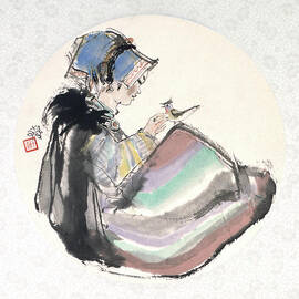 Girl With Bird by Cheng Shifa