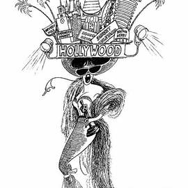 Girl with the Hollywood Hat by Al Hirschfeld