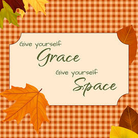 Give Yourself Grace Cozy Autumn Gingham Design by Snow Iris Studio