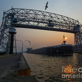 Golden Hour at Duluth Harbor Lift Bridge 2 by Ron Long Ltd Photography