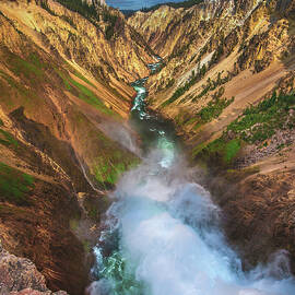 Grand Canyon of the Yellowstone Mist, Wyoming - Vertical by Abbie Matthews