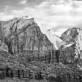 Great White Throne Sunrise in Zion BW by Rebecca Herranen