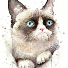 Grumpy Cat Watercolor by Olga Shvartsur