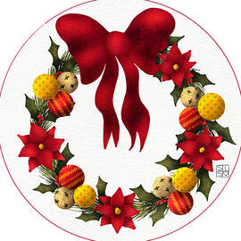 Hand-drawn Botanical Christmas Wreath Artwork by Snow Iris Studio