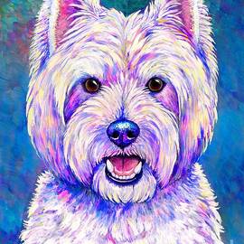 Happiness - Neon Colorful West Highland White Terrier Dog by Rebecca Wang