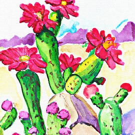 Happy cactus flowers, Arizona - Watercolor by Tatiana Travelways