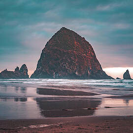 Haystack Rock at Sunset 2, Oregon by Abbie Matthews