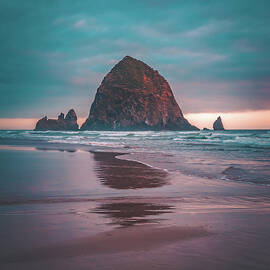 Haystack Rock at Sunset, Oregon - Vertical by Abbie Matthews