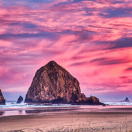 Haystack Rock- first light by Bruce Block