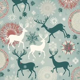 Holiday pattern with snowflakes and reindeer by Andre Petrov