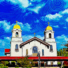 Holy Spirit Church in Fremont, California - impressionist painting by Nicko Prints