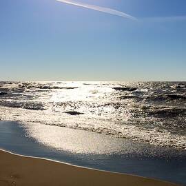 Horizon's Serenade Sunlit Sands and Ocean Waves by Travel Essayist