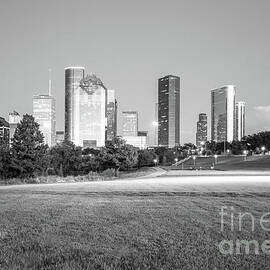 Houston Skyline at Night Black and White Photo by Paul Velgos