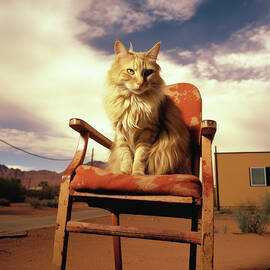 Huge Desert Cat Finds Comfortable Chair by YoPedro