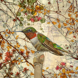 Hummingbird And Wallflowers by Angeles M Pomata