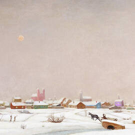 Hungarian painters - Fairy tale winter landscape by Fenyes Adolf by Fenyes Adolf