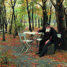 Hungarian painters - Falling leaves - The Lieutenant, portrait of an old soldier by Laszlo Fulop by Laszlo Fulop Philip Alexius de Laszlo