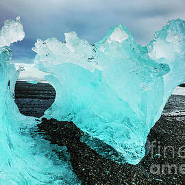  Icebergs on Jokulsarlon black beach, Iceland by Neale And Judith Clark