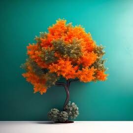 Image of a single tree against a bold color background No 1 by Andre Petrov