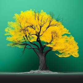 Image of a single tree against a bold color background No 3 by Andre Petrov