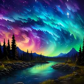 Impressionist Painting of the Northern Lights No 1 by Andre Petrov