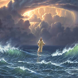 In The Storm Jesus Walked On The Water Canvas Poster by Julien