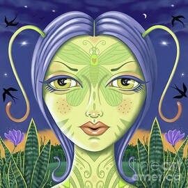 Insect Girl, Antennette with Spider Plants by Valerie White